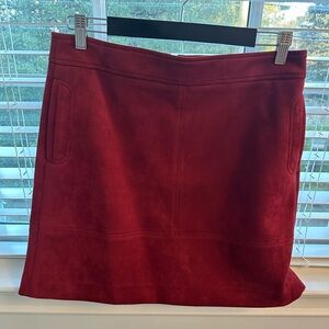 ann taylor loft faux suede red mini skirt size 10